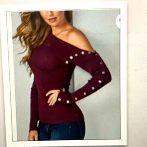 Venus new in bag long sleeved maroon sweater button top long sleeved shirt small